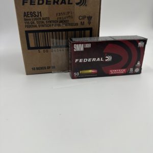 FEDERAL AMERICAN EAGLE SYNTECH 9MM 115 GRAIN TOTAL SYNTHETIC JACKET, LEAD-FREE PRIMER 500RDS/CASE - AE9SJ1